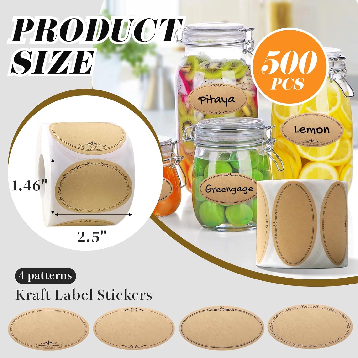 500 Etiquetas para Frascos Mas - Food Storage Jar Labels avaliação e preço